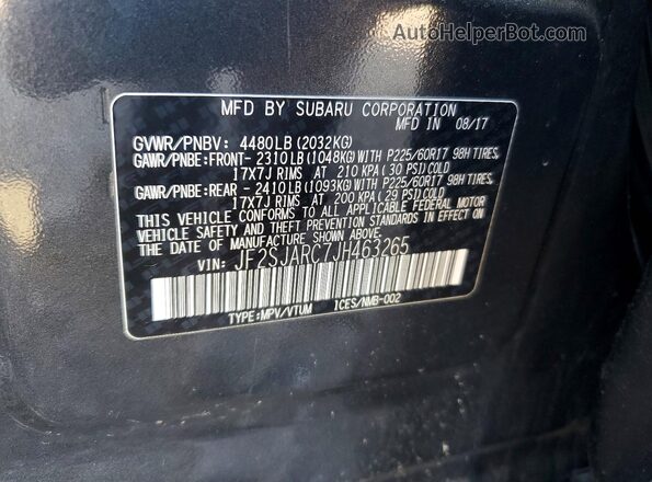 JF2SJARC7JH463265 2018 SUBARU FORESTER Серый Вид подкапотного пространства