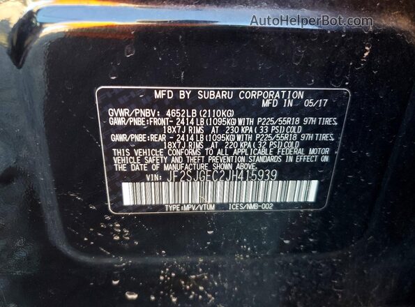 JF2SJGEC2JH415939 2018 SUBARU FORESTER2. Black Widok komory silnika