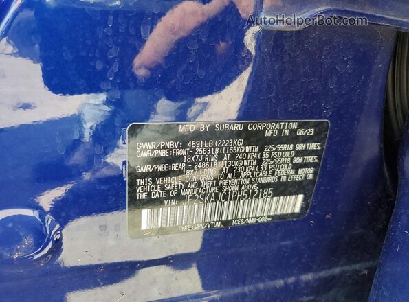 JF2SKAJC1PH512185 2023 SUBARU FORESTER Blue Вид наклейки з VIN-кодом