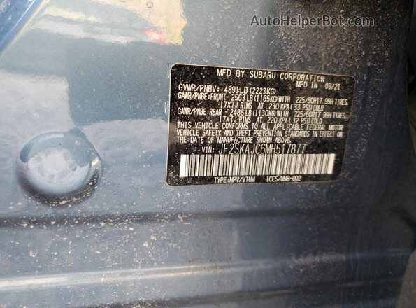 JF2SKAJC6MH517877 2021 SUBARU FORESTER Синий Вид наклейки с VIN-кодом
