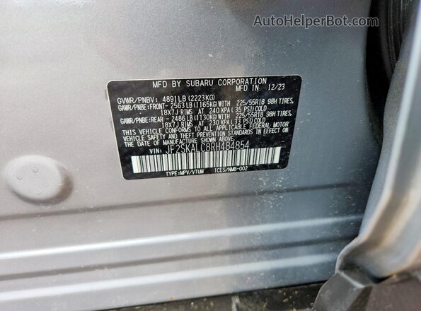 JF2SKALC8RH484854 2024 SUBARU FORESTER Серебряный Вид наклейки с VIN-кодом