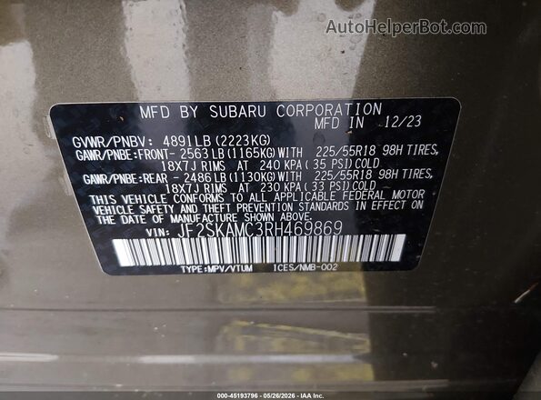 JF2SKAMC3RH469869 2024 SUBARU FORESTER Зеленый Вид подкапотного пространства