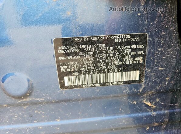 JF2SKAPC2PH500621 2023 SUBARU FORESTER Синий Вид наклейки с VIN-кодом