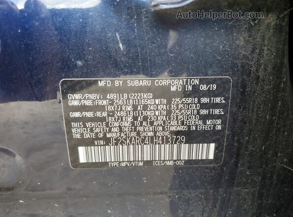JF2SKARC4LH413729 2020 SUBARU FORESTER Синий Вид подкапотного пространства