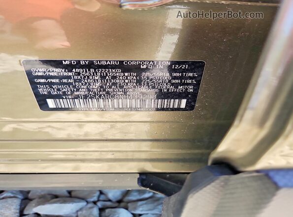 JF2SKARC8NH439298 2022 SUBARU FORESTER Зеленый Вид подкапотного пространства