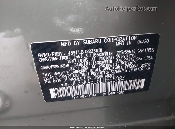 JF2SKASC6LH565084 2020 SUBARU FORESTER Зеленый Вид подкапотного пространства