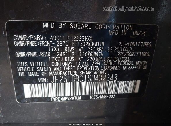 JF2SLDBC1SH432343 2025 SUBARU FORESTER Серебряный Вид подкапотного пространства