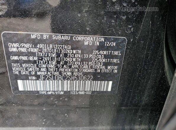 JF2SLDBC2SH530622 2025 SUBARU FORESTER Black Widok naklejki z numerem VIN