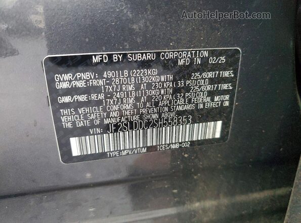 JF2SLDDC2SH558353 2025 SUBARU FORESTER Gray Vista del compartimento del motor
