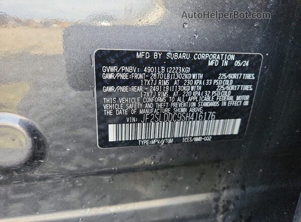 JF2SLDDC9SH416176 2025 SUBARU FORESTER Gray Widok wnętrza 360 stopni