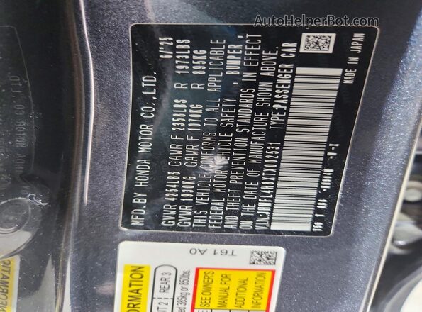 JHMFL4H8XTX002531 2026 HONDA CIVIC Угольный Вид наклейки с VIN-кодом