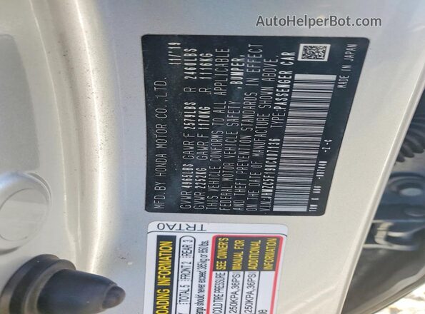 JHMZC5F19KC007136 2019 HONDA CLARITY Silver Vista del compartimento del motor