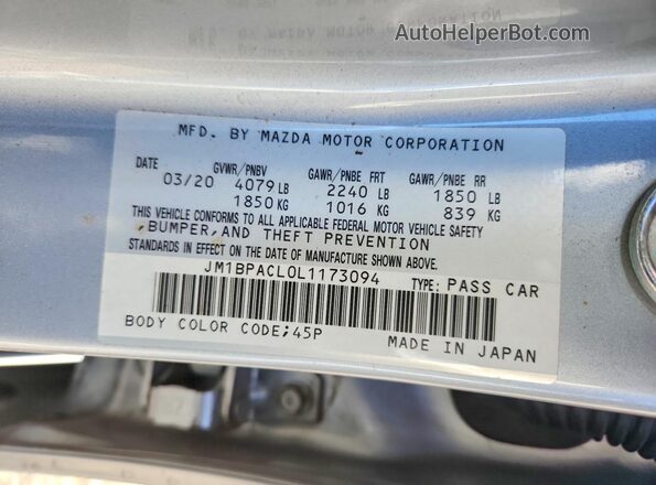 JM1BPACL0L1173094 2020 MAZDA 3 Серебряный Вид подкапотного пространства