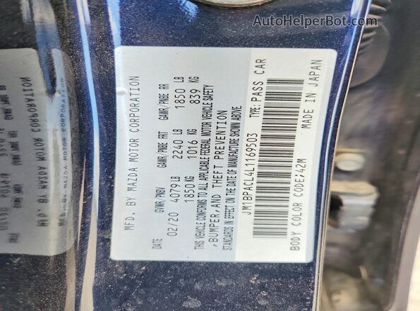JM1BPACL4L1169503 2020 MAZDA 3 Blue Вид підкапотного простору