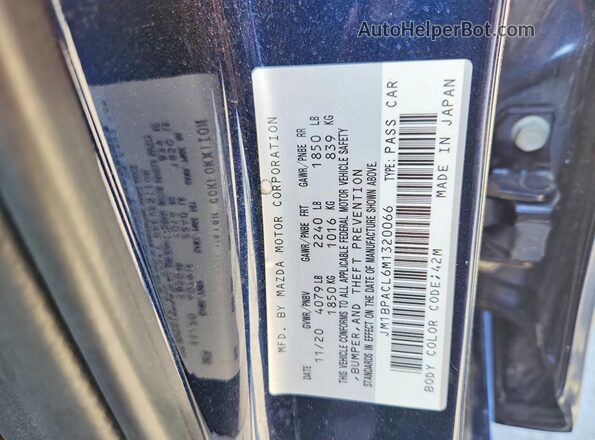 JM1BPACL6M1320066 2021 MAZDA 3 Синий Вид подкапотного пространства