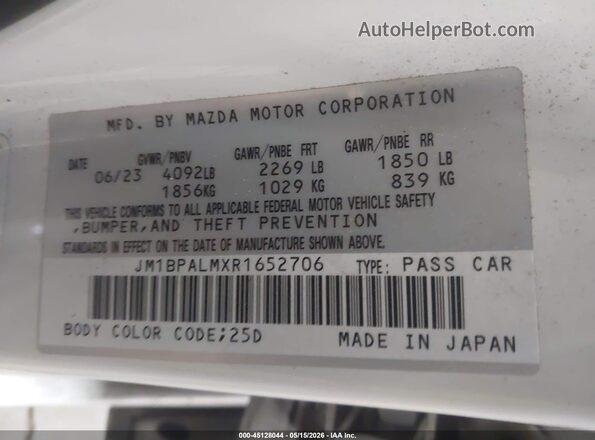 JM1BPALMXR1652706 2024 MAZDA 3 Белый Вид подкапотного пространства