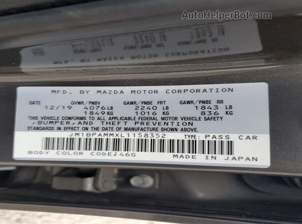 JM1BPAMMXL1158352 2020 MAZDA 3 Gray Вид підкапотного простору