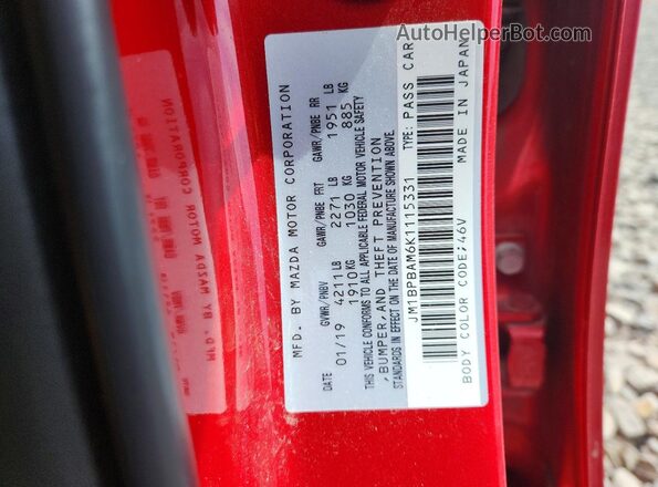 JM1BPBAM6K1115331 2019 MAZDA 3 Red Вид підкапотного простору