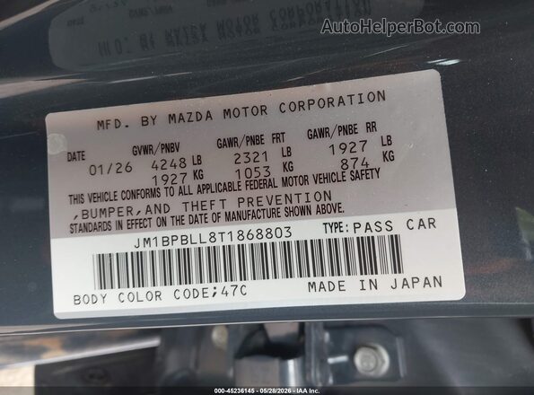 JM1BPBLL8T1868803 2026 MAZDA 3 Синий Вид подкапотного пространства