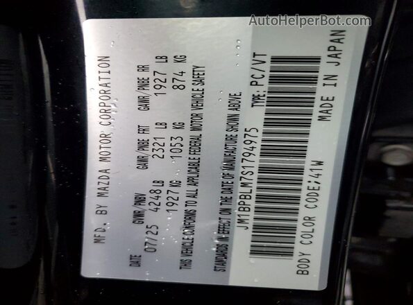 JM1BPBLM7S1794975 2025 MAZDA 3 Черный Вид наклейки с VIN-кодом