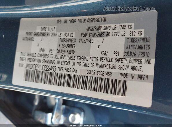JM1DKDB71J0322483 2018 MAZDA CX-3 Blue Widok komory silnika