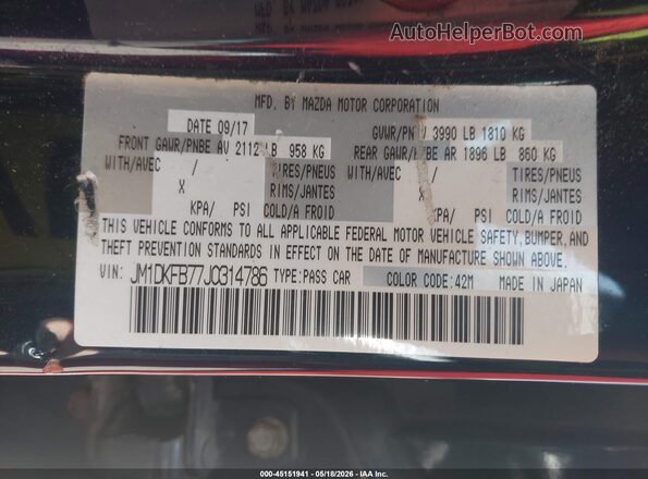 JM1DKFB77J0314786 2018 MAZDA CX-3 Blue Widok komory silnika