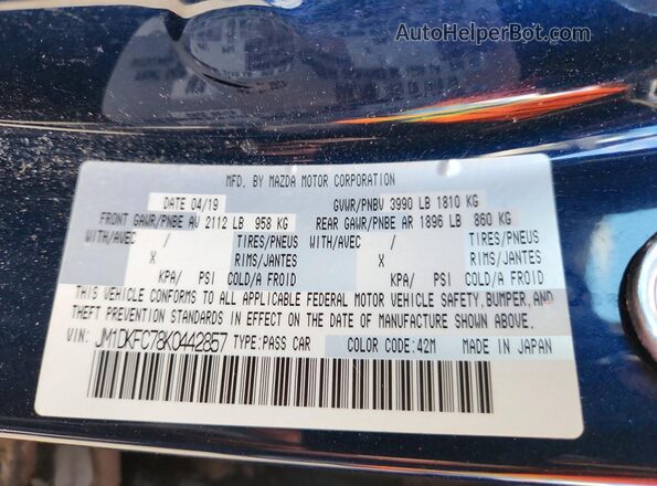 JM1DKFC78K0442857 2019 MAZDA CX-3 Синий Вид подкапотного пространства