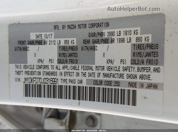 JM1DKFD70J0316991 2018 MAZDA CX-3 Белый Вид подкапотного пространства