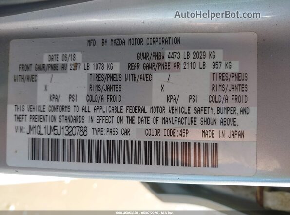 JM1GL1UM5J1320788 2018 MAZDA 6 Серебряный Вид подкапотного пространства