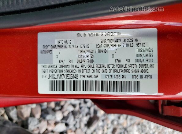 JM1GL1VM7K1505148 2019 MAZDA 6 Red Widok komory silnika