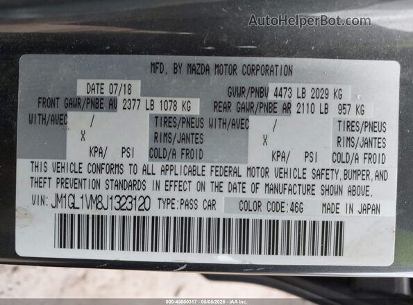 JM1GL1VM8J1323120 2018 MAZDA 6 Серый Вид подкапотного пространства