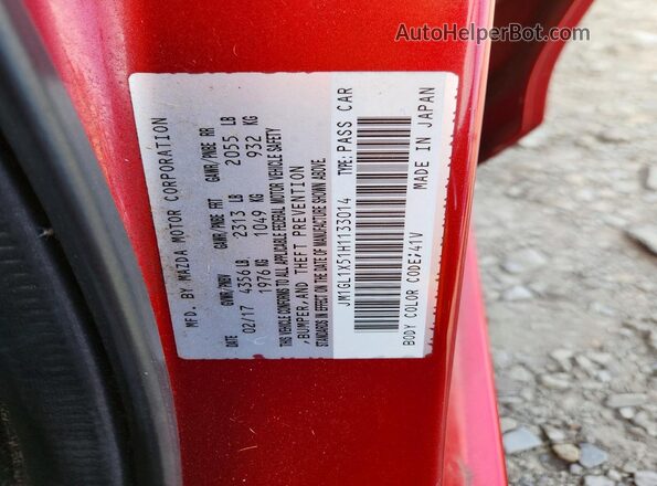 JM1GL1X51H1133014 2017 MAZDA 6 Красный Вид подкапотного пространства