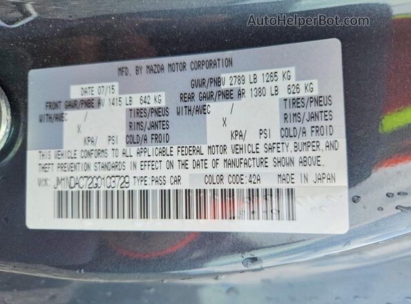 JM1NDAC72G0103729 2016 MAZDA MX-5 Charcoal ძრავის განყოფილების ხედი