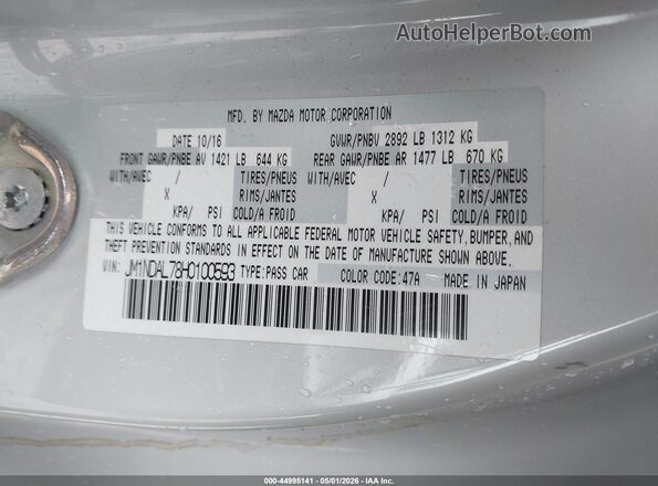 JM1NDAL78H0100593 2017 MAZDA MX-5 MIATA RF Белый Вид подкапотного пространства