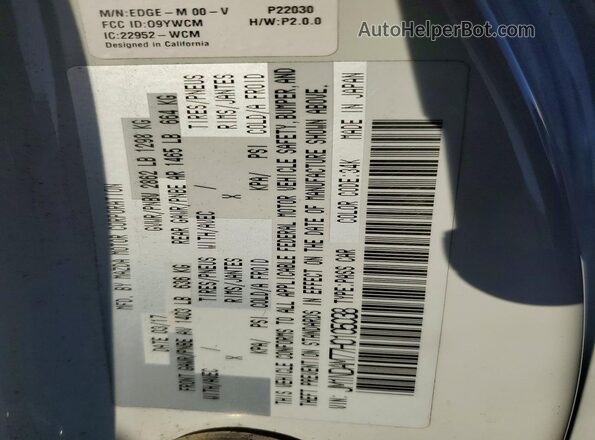JM1NDAM77H0105038 2017 MAZDA MX-5 Белый Вид наклейки с VIN-кодом