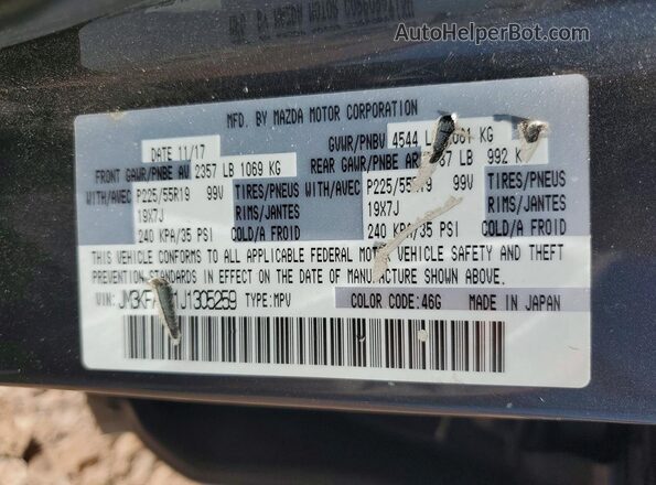 JM3KFADM1J1305259 2018 MAZDA CX-5 Charcoal Widok naklejki z numerem VIN