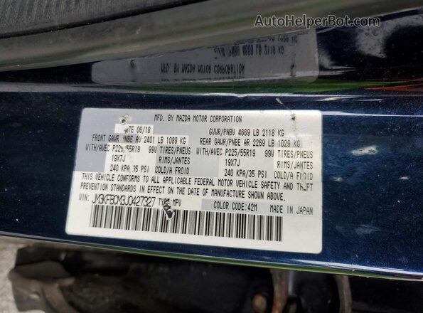 JM3KFBCM3J0427327 2018 MAZDA CX-5 Blue Widok naklejki z numerem VIN