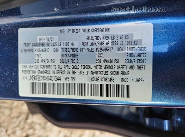 JM3KFBCM4M1407344 2021 MAZDA CX-5 Blue Շարժիչի բաժամունքի տեսք