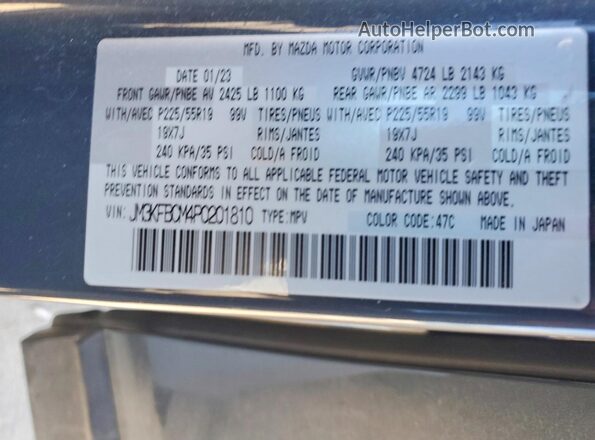 JM3KFBCM4P0201810 2023 MAZDA CX-5 Gray VIN կոդի պիտակի տեսք