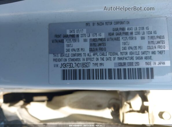 JM3KFBDL7H0186937 2017 MAZDA CX-5 White Вид підкапотного простору