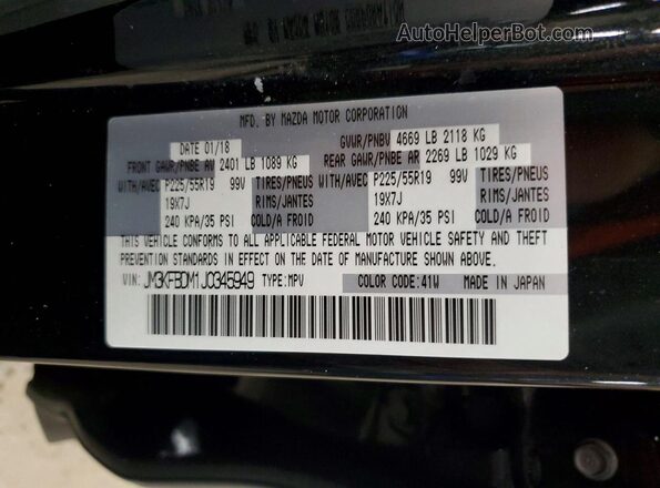 JM3KFBDM1J0345949 2018 MAZDA CX-5 Black Widok naklejki z numerem VIN