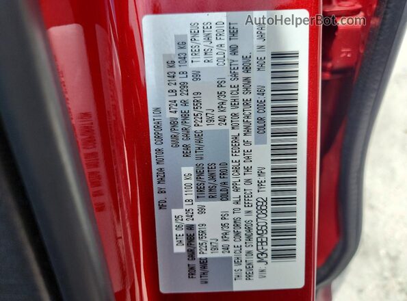 JM3KFBEM9S0708692 2025 MAZDA CX-5 Красный Вид наклейки с VIN-кодом