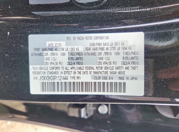 JM3KKBHD8R1121444 2024 MAZDA CX-90 Black Widok naklejki z numerem VIN