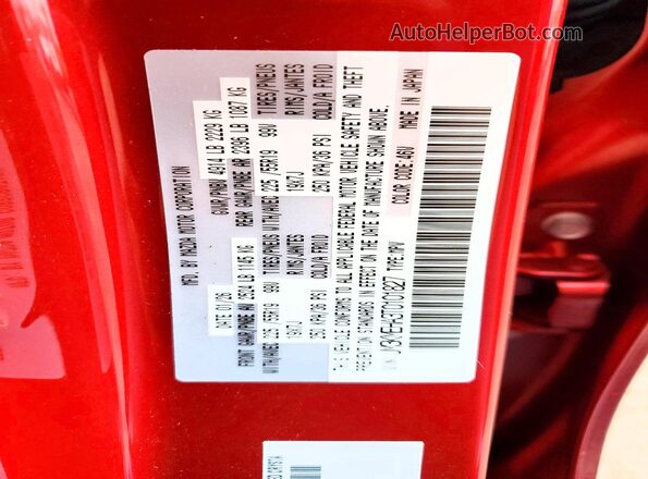 JM3KMEHA3T0101827 2026 MAZDA CX-5 Красный Вид наклейки с VIN-кодом