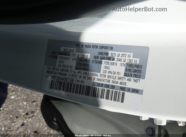 JM3TCABY4M0501385 2021 MAZDA CX-9 White Widok komory silnika