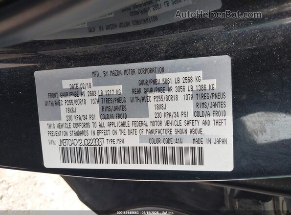 JM3TCACY2J0223337 2018 MAZDA CX-9 Black Engine compartment view