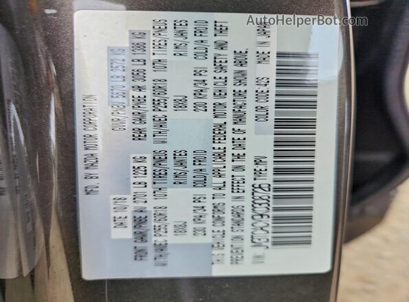 JM3TCACY9K0308726 2019 MAZDA CX-9 Gray VIN კოდის სტიკერის ხედი