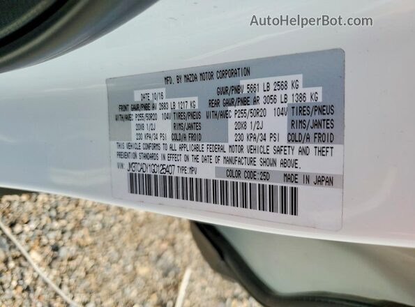 JM3TCADY1G0125407 2016 MAZDA CX-9 White Widok komory silnika