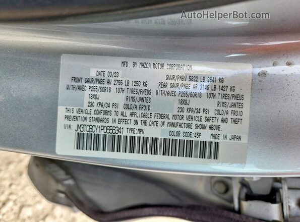 JM3TCBCY1P0656341 2023 MAZDA CX-9 Silver VIN կոդի պիտակի տեսք