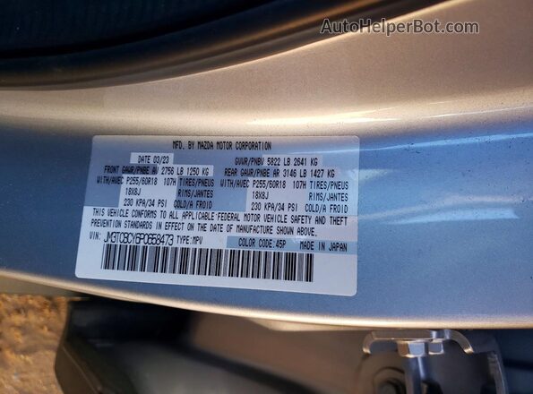 JM3TCBCY6P0658473 2023 MAZDA CX-9 Silver Widok naklejki z numerem VIN